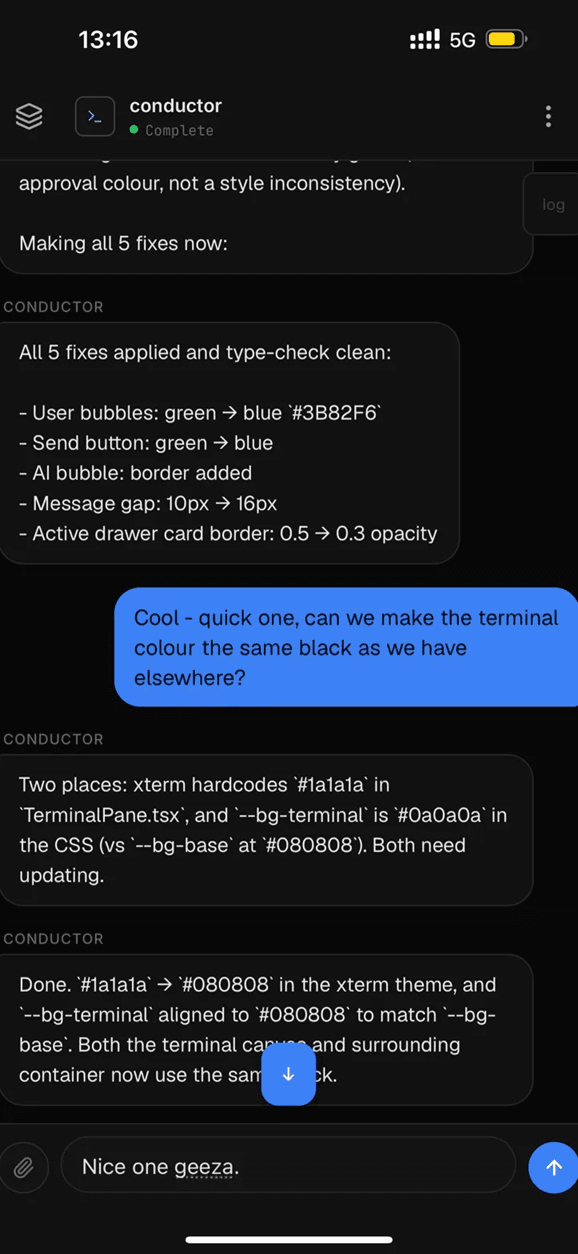 Conductor — mobile view